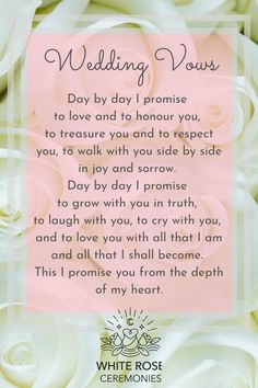 wedding vows with roses in the background