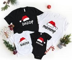 "Matching Family Christmas Shirts, Matching Santa Hat Family Shirt, Christmas Shirt, Santa Shirt, Family Matching Shirt, Holiday Family Shirt WELCOME TO \"GoldenShirtDesign\" ! High quality and super soft, comfortable shirt. Made with top of the line vinyl and pressed with a professional grade heat press. All our simple color ones like White, Black, and Red are 100% Cotton. All our Heathered Colors are cotton/polyester blend and they are super comfy soft! SIZING AND COLORS Make sure you check ou Christmas Family Name Shirts, Family Matching Red T-shirt For Christmas, Red Family Matching Holiday T-shirt, Red Family Matching Christmas T-shirt, Family Matching Holiday Graphic T-shirt, Holiday Family Matching Graphic T-shirt, Matching Family Christmas Shirts, Santa Shirt, Santa Shirts