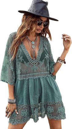 More colors available! Boho Mode, Beach Coverup Dress, Retro Mode, Boho Lace, Women's Cover Up, Swimsuit Dress, Beachwear For Women, Swimsuit Cover Ups, Boho Women