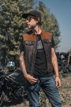 Designed by Fashion Racing Men's Dark brown Leather Vest ✂️ Want to see more leather vests and leather jackets ? Please click on https://www.etsy.com/shop/FashionRacing?section_id=21524124  * Premium grade genuine leather motorcycle vest * Two interior conceal & carry pockets with snap closure * Two waist pockets with zipper closure * Two breast pockets * Diamond stitch * Full interior leather facings around armhole and bottom opening * Collarless bound neck * Zipper  We will be able to make cus Fall Leather Moto Vest, Moto Style Vest For Biker Events In Fall, Moto Vest For Biker Events In Fall, Sleeveless Biker Leather Jacket For Biker Events, Leather Vest For Motorcycling, Fall Season, Leather Vest For Motorcycling In Fall, Sleeveless Leather Outerwear For Biker Events, Biker Vest For Motorcycling In Fall, Fall Biker Vest For Motorcycling