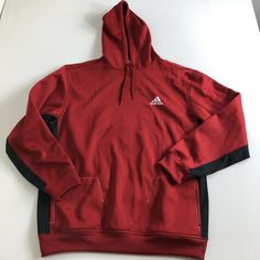 Adidas Climawarm Men's Pullover Fleece Hoodie Red Size XL. Adidas Sports Hoodie For Fall, Adidas Sports Hoodie For Winter, Adidas Hoodie With Drawstring Hood For Outdoor, Adidas Red Sweatshirt For Winter, Adidas Long Sleeve Hoodie For Sports, Red Adidas Sweatshirt For Winter, Red Hooded Sweatshirt For Outdoor, Adidas Fleece Hoodie For Sports, Adidas Moisture-wicking Hoodie For Fall