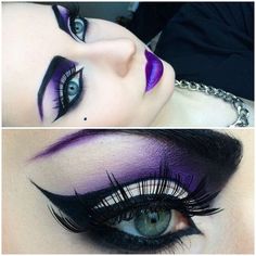 Gothic makeup 💄 – selfsquadMakeupandHair Diy Maleficent Costume, Styl Goth, Extreme Make-up, Make Up Diy, Fantasy Make-up, Drag Make-up, Maleficent Costume, Witch Makeup, Halloween Eyes