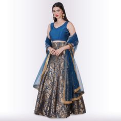 Brocade Lehenga, Brocade Blouse, Brocade Blouses, Brocade Fabric, Teal Color, Teal Colors