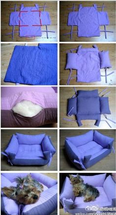 instructions to make a dog bed out of an old mattress and some other things you can put in it