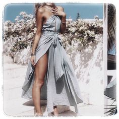 Pretty Ocean Blue Color Feminine Sexy Casual High Waist Sleeveless Maxi Dress Vintage Boho Beach Dress Chic Sleeveless Backless Dress For Beach, Chic Strapless Backless Dress For Vacation, Chic Strapless Backless Beach Dress, Chic Sleeveless Beach Dress For Summer Parties, Elegant Sleeveless Sundress For Summer Parties, Chic Strapless Dress For Beach Party, Chic Beach Dress For Summer Parties, Fitted Sleeveless Beach Dress For Brunch, Fitted Sleeveless Backless Dress For Summer Parties