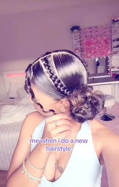 Cute Bun Hairstyles With Braid, Cute Hairstyles For Gender Reveal, Pretty Protective Natural Hairstyles, Cute Braided Hairstyles Straight Hair, Hairstyles Bun With Braid, Hairstyles For A Water Park, Hair Inspo Long Hairstyles, Slicked Back Hairstyles Curly Hair