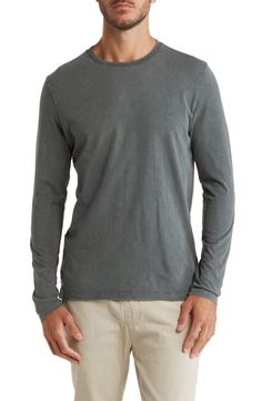 A classic crew neck long sleeve T-shirt in soft washed knit is a must-have for every man's closet.Fit: this style fits true to size.- Crew neck- Long sleeves- Soft knit construction- Washed detail- Approx. 29" length (size M)- ImportedThis item cannot be shipped to Canada. Model's stats for sizing:. Height: 6'0.5". Suit: 39R". Waist: 31". Inseam: 32" Model is wearing size M. Machine wash 100% cotton Men Closet, Every Man, Soft Knits, Army Green, Nordstrom Rack, Long Sleeve T Shirt, Neck T Shirt, Long Sleeve Tshirt Men, Long Sleeve Tshirt