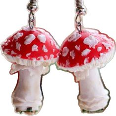 White Mushroom Design Earrings As Gift, White Earrings With Mushroom Design As Gift, White Mushroom Design Earrings For Gift, Cute White Earrings With Mushroom Design, Cute White Mushroom Design Earrings, Whimsical White Mushroom Design Earrings, Cute Mushroom Earrings, Mushrooms Earrings, Mushroom Jewelry Earrings