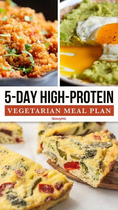 5 - day high protein vegetarian meal plan with pictures of different food items and text overlay