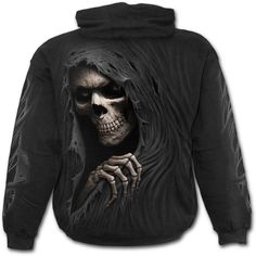 Spiral Grim Ripper - Hoody Black Mens Pullover Hoodie, Sunken Eyes, The Grim Reaper, Gothic Tattoo, Mens Pullover, Hoodies Men Pullover