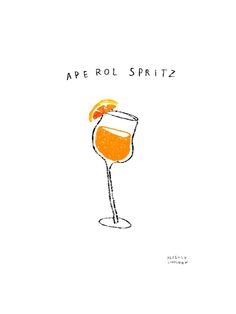 an orange drink in a glass with the words aperol spritz