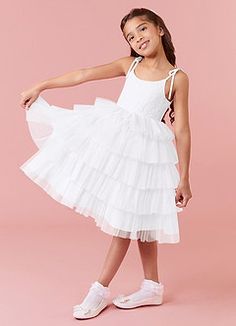 Tiered Tulle Skirt Dresses For Dress-up, Tiered Tutu Dress For Dress-up, Tiered Tulle Tutu Dress For Dress-up, Tiered Fitted Tutu Dress For Dress-up, Spring First Communion Dress With Bow, White Tiered Dress For Dress-up, Spring Tiered Skirt Dress For Dress-up Occasion, Sleeveless Ruffled Tutu Dress For First Communion, Summer Tulle Dresses With Bow Straps