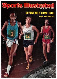 the cover of sports illustrated magazine shows three men running in front of each other on a track