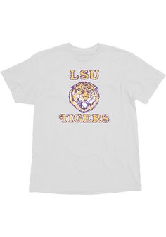 Show off your team pride in this LSU Tigers White No1 Vault LSU Short Sleeve T Shirt! This LSU Short Sleeve Tee features a screenprint of number once vault logo on front chest. Make sure everyone knows you root for the Tigers with this White LSU T Shirt. Fight, Tigers! Fit: True to Size, 100% COTTON, Machine wash cold, 4 Tiger T Shirt, Lsu Tigers, Short Sleeve T Shirt, Vaulting, Shirt White, Tigers, White Blue, Short Sleeve Tee, The 100