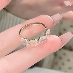 Kawaii Aesthetic Y2K Cute Fairy White Botanical Rings MK Kawaii Store Girly Rings, Stylish Jewelry Accessories, Gothic Punk Fashion, Ethereal Jewelry, Botanical Ring, Kawaii Store, Wall Workout, Aesthetic Rings, Korean Accessories