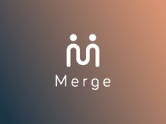 the logo for merge is shown in white on a gray and pink background with an orange hue