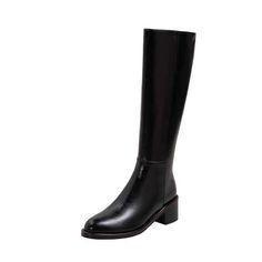 These Dewey Women's Square Heel Boots from USS Shoes offer a high level of durability and comfort. Crafted of genuine leather and split leather, with a short plush lining, they are designed to last through the seasons. The boot features a trendy square heel and a zip closure. A rubber outsole provides reliable traction and the boots fit true to size. Enjoy a stylish look with these knee-high boots by USS Shoes. • Upper Material: Genuine Leather• Toe Shape: Round Toe• Shaft Material: Split Leathe Leather Closed Toe Martin Boots For Work, Leather Martin Boots With Closed Toe For Work, Leather Martin Boots For Work With Closed Toe, Faux Leather Mid-calf Boots With Round Toe For Office, Classic Closed Toe Heeled Boots For Winter, Leather Martin Boots For Winter, Wide Calf Leather Martin Boots, Leather Martin Boots With Wide Calf, Leather Knee-high Martin Boots For Winter