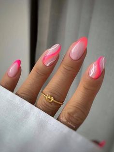 Pink Tip Nails, Summery Nails, French Tip Acrylic Nails, Classy Acrylic Nails, Cute Gel Nails, Vacation Nails, Nails 2023