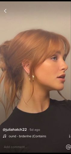 Face Framing Hair Updos, Auburn Bangs Hair, Fringe Bangs With Highlights, Layered Copper Hair Haircuts, Cowboy Copper Hair With Curtain Bangs, Fringe Bangs Red Hair, Copper With Bangs, Face Framing Highlights With Fringe, Copper Hair With Wispy Bangs