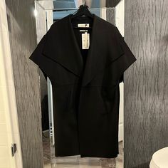 Nwt. Size S However It’s Roomy. Would Describe It As Oversized. 56% Wool 2 Deep Pockets, Handmade Elegant Sleeves Coat. Versatile And Timeless, Perfect For Casual, Work, Or Evening Outing. Elegant Sleeves, Vest Coat, Zara Jackets, Casual Work, Zara Black, Wool Blend, Jackets & Coats, Zara, Wool