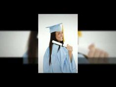 a woman in graduation cap and gown holding a diploma