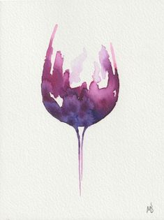 Watercolor Wine Glass Tutorial, Watercolour Wine Glass Painting, Glass Of Wine Watercolor, Watercolor Wine Painting, Wine Drawing Easy, Wine Watercolor Painting, Watercolor Wine Glass Painting, Simple Watercolor Ideas, Wine Watercolor