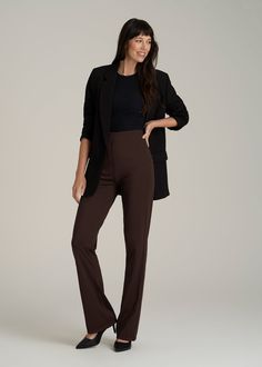 Enjoy High Style Flare Pants for Tall Women Who Dare to Flair Redefine your office chic or evening elegance with our High Rise Pull On Mini Flare Pant. These women's tall pants feature a flare leg that not only adds a retro touch but also flatters and elongates your silhouette, making them perfect for any setting that calls for a dash of sophistication. Whether you’re commanding the boardroom or enjoying a dinner date, these tall women's pants promise poise and praise.• High rise that cinches an