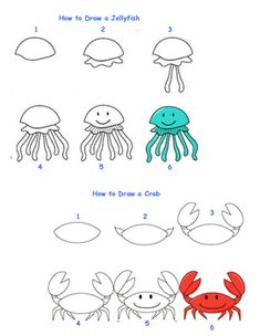 how to draw an octopus and jellyfish step by step