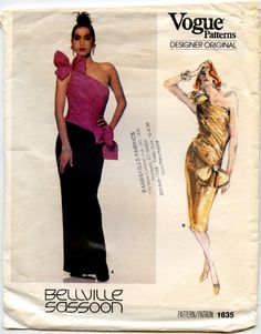 1980s Vogue 1635  Bellville Sassoon Misses One by GreyDogVintage, $38.00 1980s Vogue, Bellville Sassoon, Evening Gown Pattern, 60s Vintage Fashion, Best Formal Dresses, Formal Dress Patterns, Evening Dress Patterns, Chic Closet, Vintage Vogue Patterns