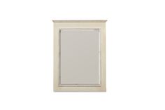 an empty white framed mirror against a white background with clipping for text or image