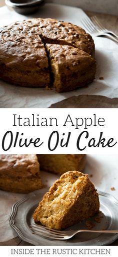 an italian apple olive oil cake on a plate