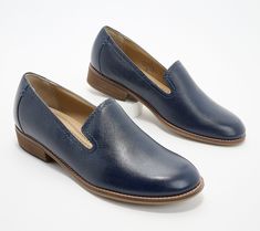 These leather loafers are sleek, sophisticated, and right on trend. Dress them up or down -- you'll love their versatility and classic design. From Earth Brands Footwear. Slip-on Oxfords With Leather Lining For Work, Leather Lined Slip-on Oxfords For Workwear, Leather Loafers With Cushioned Footbed For Work, Elegant Stitched Sole Slip-ons For Work, Elegant Workwear Moccasins With Cushioned Footbed, Office Loafers With Cushioned Footbed, Cushioned Leather Shoes For Business Casual, Formal Slip-ons With Rubber Sole And Medium Width, Formal Spring Moccasins With Cushioned Footbed