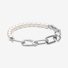 Pandora ME Treated Freshwater Cultured Pearl Bracelet | Sterling silver | Pandora US Pandora Me Bracelet, Pandora Pearl, Pandora Me, Pearl Charm Bracelet, Amazon Jewelry, Cultured Pearl Bracelet, Candle Pedestal, Bracelet Pandora, Snake Chain Bracelets