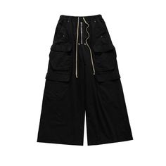 Black Pockets Stealth Cargo Pants - h0neybear Oversized Trousers, Men's Streetwear, Overalls Men, Black Cargo Pants, Style Cargo, Mens Pants Fashion, Black Cargo, Trouser Style, Loose Style