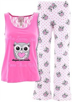 Who Loves You Owl Pajamas for Juniors Pjs Winter, Owl Clothes, Owl Pajamas, Winter Pjs, Summer Pjs, Cute Pjs, Pajamas For Women, Bed Time