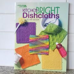 knitted dishcloths and mitts are featured in the book kitchen dishcloths to knit design