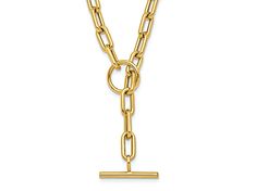 14K yellow gold polished paperclip link chain necklace. Measures approximately 18"L x 3/16"W and has a toggle clasp. Yellow Gold Link Toggle Necklace For Formal Occasions, Classic Gold-tone Link Toggle Necklace, Classic Yellow Gold Link Toggle Necklace, Classic Gold-tone Toggle Necklace For Formal Occasions, Formal Yellow Gold Link Toggle Necklace, Gold Toggle Necklace With Paperclip Shape, Classic Gold Toggle Necklace With Rectangular Links, Classic Gold Link Toggle Necklace, Classic Link Toggle Necklace For Formal Occasions