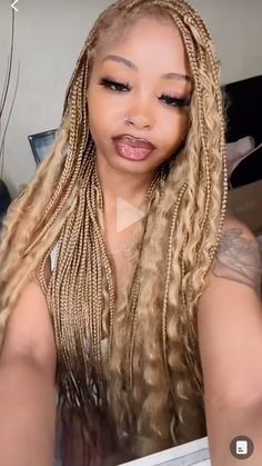 Blonde Braid Styles For Black Women, Blonde Passion Braids, Blonde Braids On Light Skin Women, Honey Blond Braid, Honey Blond Braid Hairstyles, Honey Blonde Twist, Braids For Black Women With Color, Brown And Blonde Hair Braids, Honey Blonde Twists