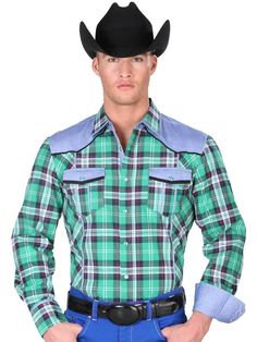 Green Shirt With Button Closure And Spread Collar, Fitted Flannel Button-up Shirt, Green Flannel Shirt With Button Closure, Western Collared Shirt With Buttons, Green Shirt With Button Cuffs And Spread Collar, Green Button-up Shirt With Snap Buttons, Western Collared Shirt With Button Closure, Green Collared Shirt With Snap Buttons, Mens Western Style