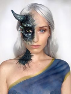 #daenerys #gameofthrones #got #daenerystargaryen #emiliaclarke #targaryen #khaleesi #motherofdragons #hbo #asongoficeandfire #gameofthronesmemes #gameofthronesseason #westeros #winterfell #winteriscoming #dragons #drogon #housetargaryen #makeup #creativemakeup #sfx #sfxmakeup #sfxmakeupartist #mehronmakeup #snazaroofacepaint #fantasymakeup #gameofthronesmakeup #dragonmakeup Halloween Dragon Makeup, Dragon Sfx Makeup, Dragon Halloween Makeup, Dragon Makeup Halloween, Dragon Face Painting, Snazaroo Face Paint, Dragon Makeup, Dragon Halloween