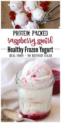 raspberry swirl healthy frozen yogurt in a jar