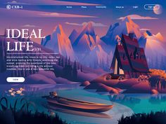 Web page illustration of an ideal life Website With Illustrations, Illustrated Website Design, Web Ux Design, Website Illustration Design, Web Page Design Layout, Illustration Website Design, Illustrator Website, Landing Page Illustration, Illustration Website