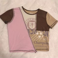 Brand New Without Tags! Never Worn Great Condition. A Super Cute Crop Top For Any Day :) Pink Patchwork T-shirt For Summer, Retro Patchwork T-shirt For Spring, Cute Pink Patchwork Tops, Y2k Pink Short Sleeve Tops, Pink Y2k Short Sleeve Tops, Pink Short Sleeve Y2k Tops, Y2k Patchwork Tops For Spring, Trendy Pink Tops With Splicing, Cute Crew Neck Tops With Patchwork