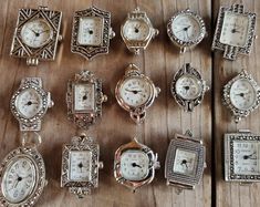 Beautiful, ornate, Marcasite beading watch faces. Each one is different. Some have O rings and some don't. Please look at all photos to decide which one(s) you want. I will be glad to send you additional photos of any of them, or tell you specific sizes. You can use them when designing a watch bracelet. Perfect for those that like to craft. Attach a beautiful strand of beads for a one of a kind bracelet. They are all Geneva brand faces. They have a stainless steel back & Japanese movement Ch Handmade Silver Watch Accessories Gift, Watch Bracelets, Watch Making, Bible Cases, Found Object Jewelry, Geneva Watch, Pot Crafts, Marcasite Jewelry, Flower Pot Crafts