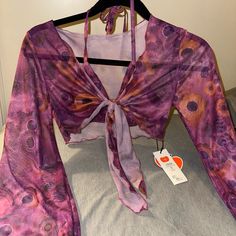 Size : A Small And A Medium Super Cute And Comfortable Perfect For A Night Out Or Even A Warm Day. Purple Tops For Beach In Fall, Cider Tops, Nice Outfits, Cropped Long Sleeve, Cider, Pink Purple, Night Out, Cool Outfits, Super Cute