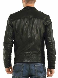 Men's NEW Genuine Lambskin Real Leather Jacket Biker Zipper Casual Outdoor Black Urban Leather Jacket With Ykk Zipper, Winter Biker Jacket With Ykk Zipper And Long Sleeves, Long Sleeve Biker Jacket With Zipper For Biker Events, Moto Leather Jacket With Ykk Zipper, Long Sleeve Biker Jacket With Zipper Closure, Moto Outerwear With Zipper Closure And Long Sleeves, Urban Biker Jacket With Zipper Closure And Long Sleeves, Urban Biker Jacket With Zipper Closure, Long Sleeve Leather Jacket For Biker Events