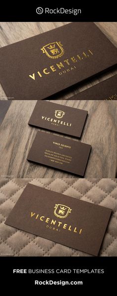 business card mock up with gold foil on the front and back, in three different positions