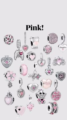 Pandora Bracelet Charms Ideas Pink, Pink Pandora Charm, Pandora Charm Bracelet Pink, Pandora Pink Charms, Pandora Pink Bracelet, Pandora Charms Aesthetic, Pink Pandora Charms, Pandora Bracelet Aesthetic, Pink Pandora Bracelet