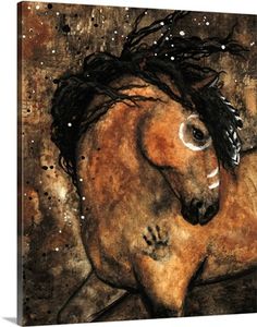 a painting of a horse with long hair on it's head and eyes are shown