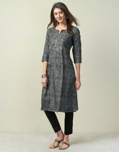 Silk Tussar Straight Long Kurta - | Brand: Fabindia Plain Kurti, Long Kurta, Fancy Blouse, Fancy Blouses, Fancy Blouse Designs